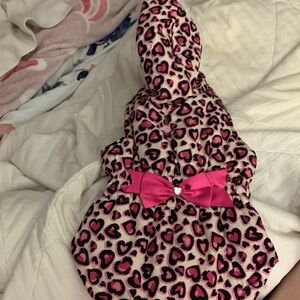 Pink cheetah heart print dog (or cat) winter/warming vest for chilly nights 🥶